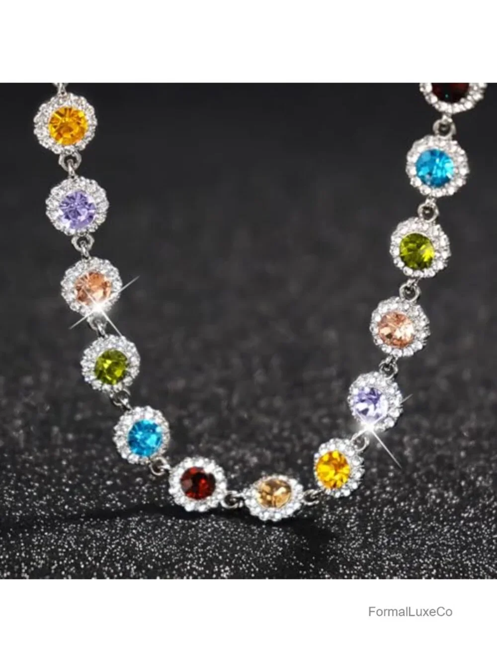 Crystal Colorful Choker Necklace Sparkly Rhinestone Adjustable